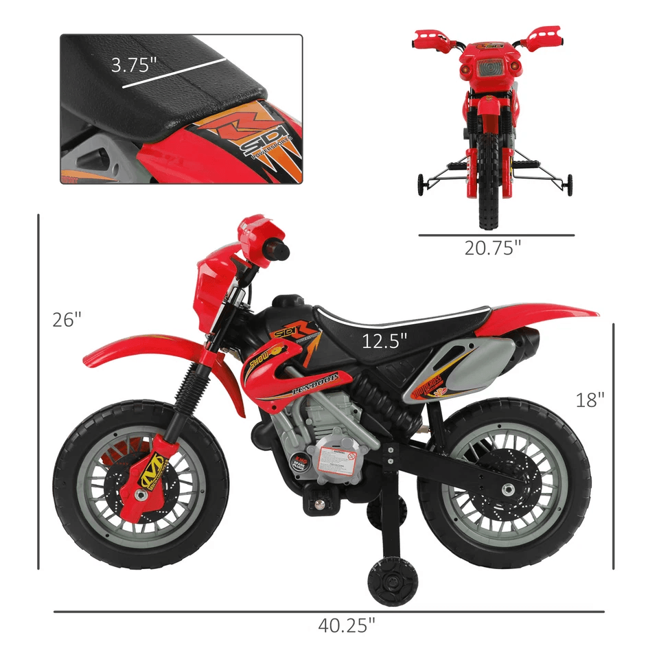 Electric Kid Ride On Dirt Bike Motorcycle Toy With Training Wheels Battery Powered 2