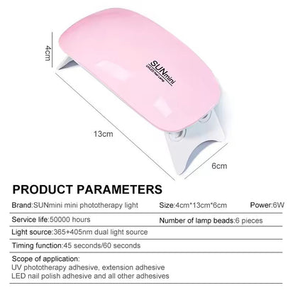 Mini UV Nail Dryer Lamp With 6 LEDs And USB Cable 3