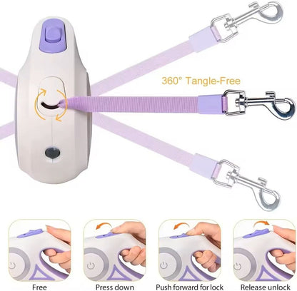 Retractable Dog Leash With LED Flashlight And Night Glow 2