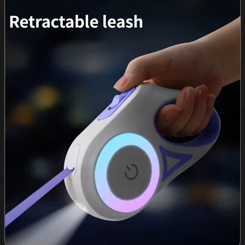 Retractable Dog Leash With LED Flashlight And Night Glow 1