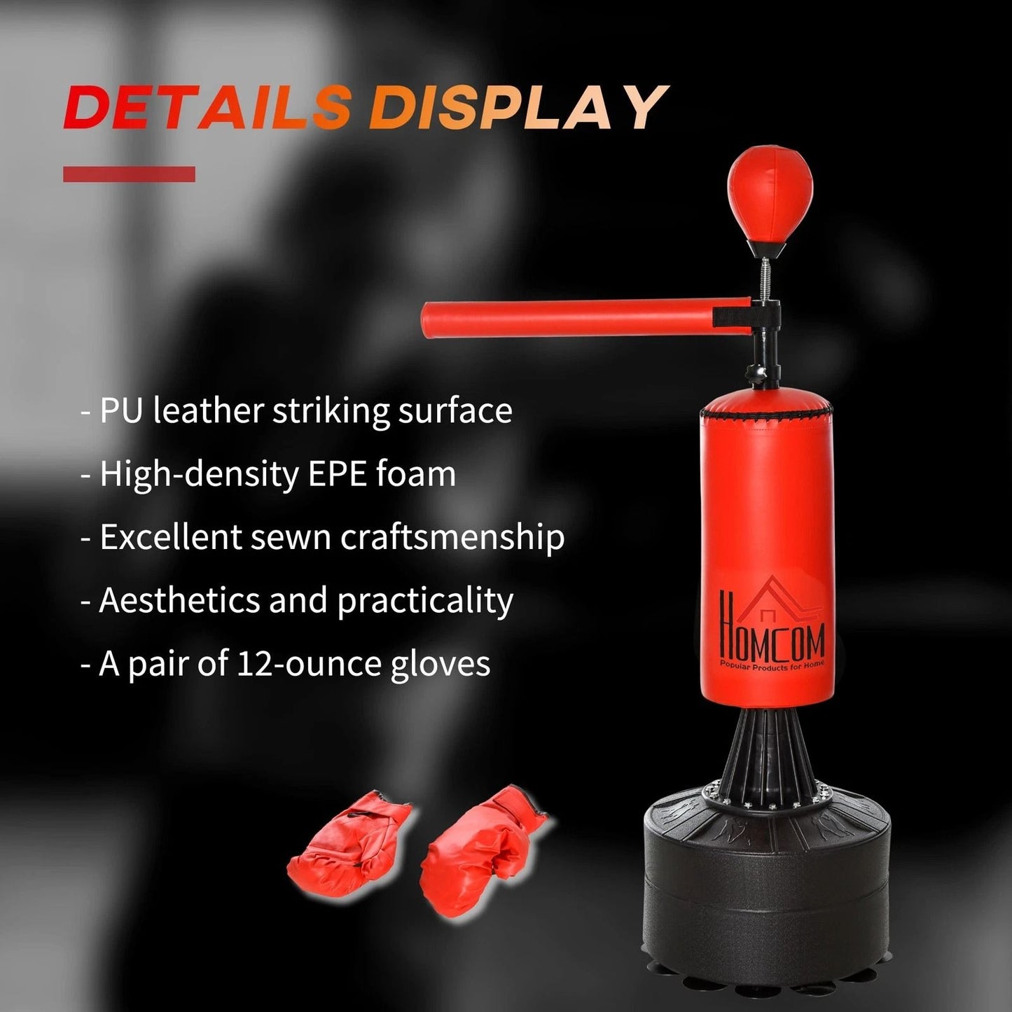 Boxing Punch Bag Stand With Rotating Flexible Arm  Adjustable Speed Ball  WaterSand Fillable Base F 3