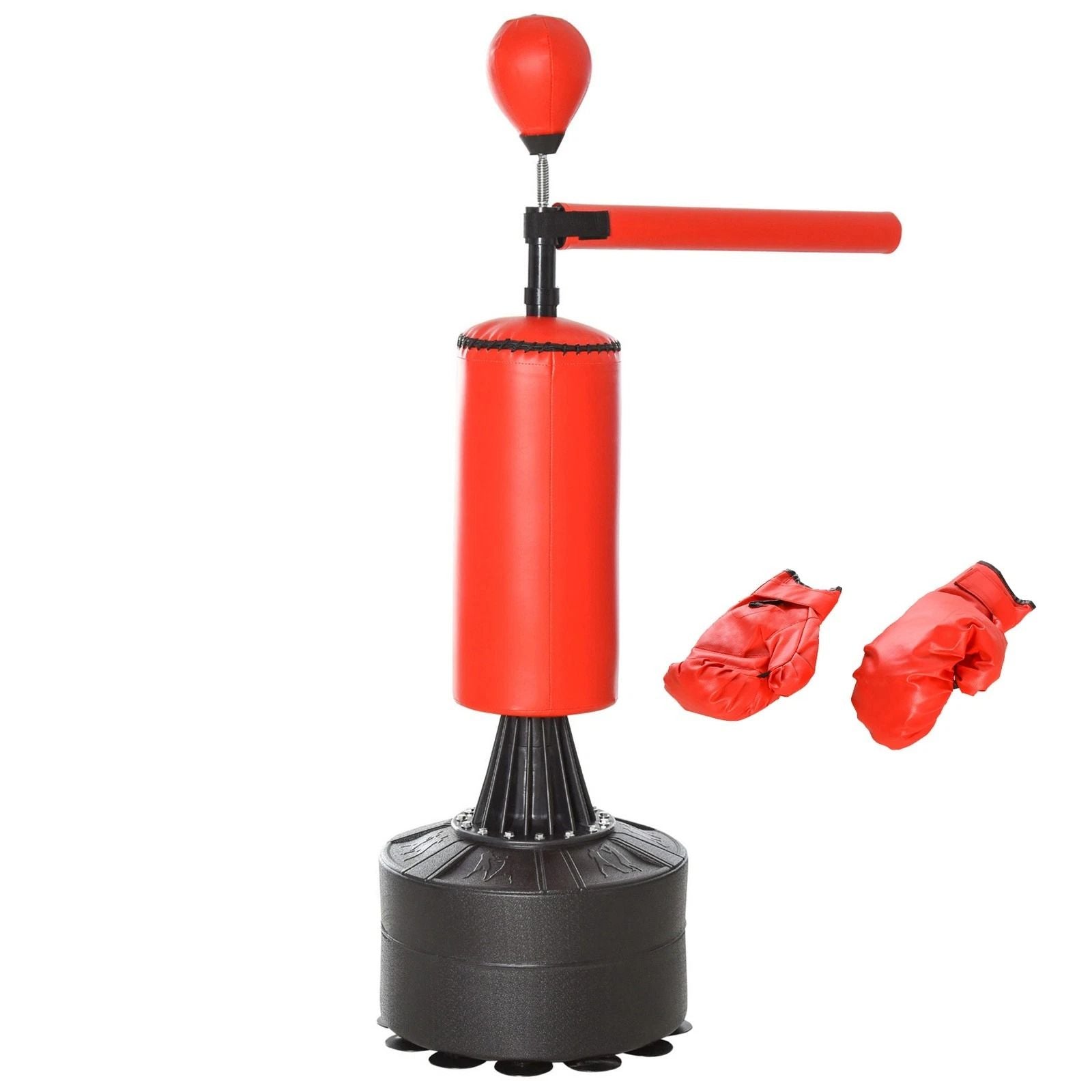 Boxing Punch Bag Stand With Rotating Flexible Arm  Adjustable Speed Ball  WaterSand Fillable Base F 5