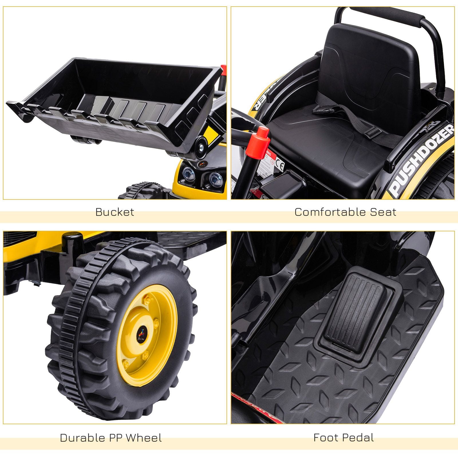 Aosom Kids Digger Ride On Excavator  6V BatteryPowered Tractor With Music  Headlight For Ages 35 4