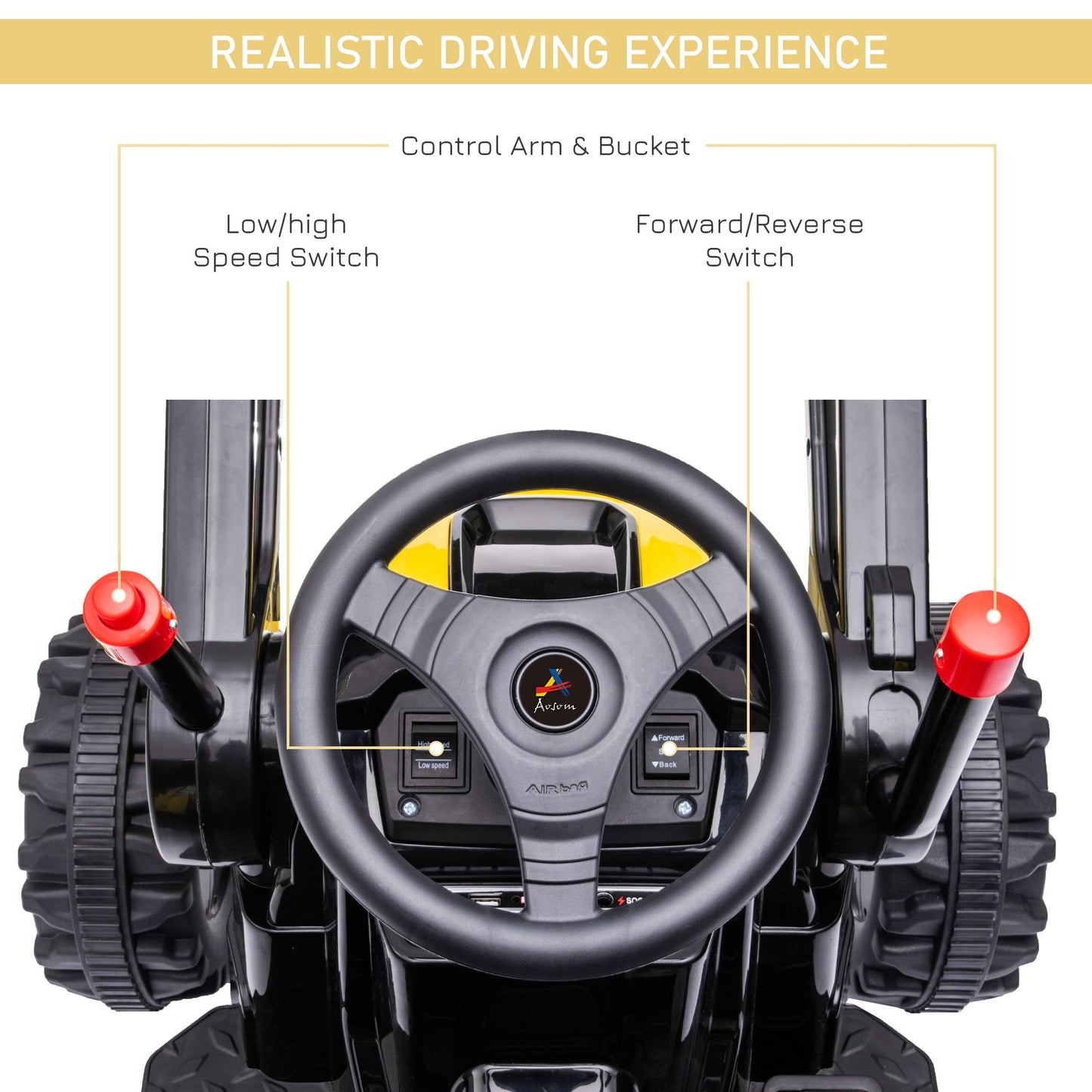 Aosom Kids Digger Ride On Excavator  6V BatteryPowered Tractor With Music  Headlight For Ages 35 3