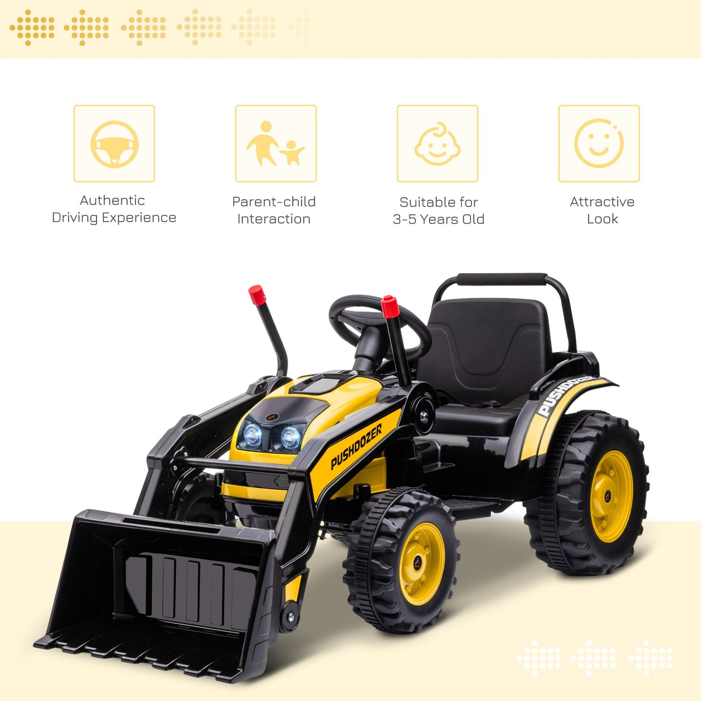Aosom Kids Digger Ride On Excavator  6V BatteryPowered Tractor With Music  Headlight For Ages 35 2