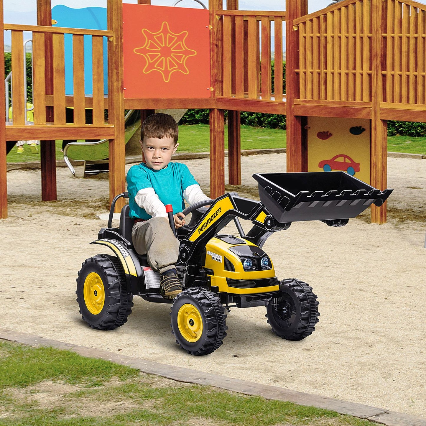 Aosom Kids Digger Ride On Excavator  6V BatteryPowered Tractor With Music  Headlight For Ages 35 5