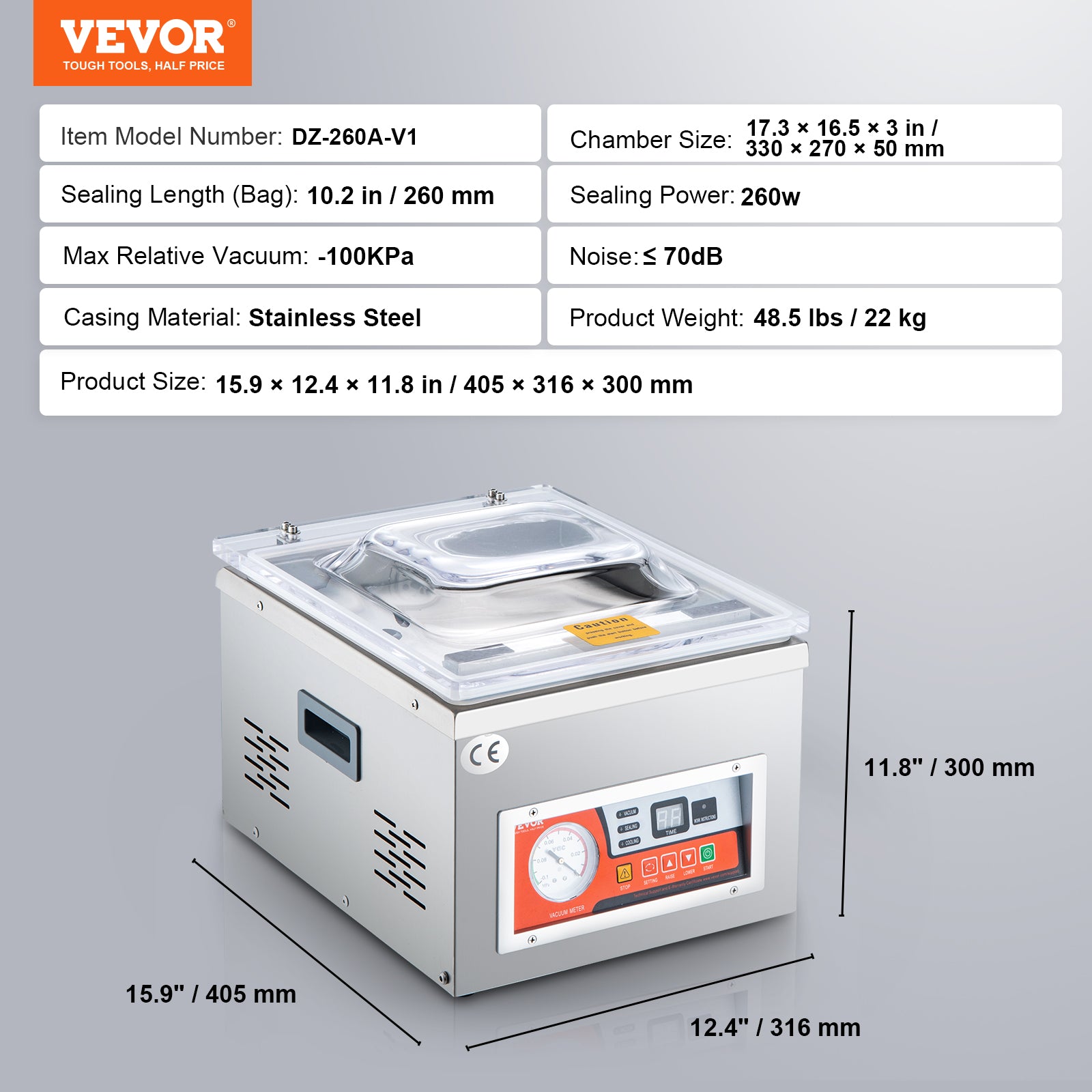 Chamber Vacuum Sealer with Sealing Length, Kitchen Vacuum Packing Machine for Home Wet Foods, Meats & Marinades