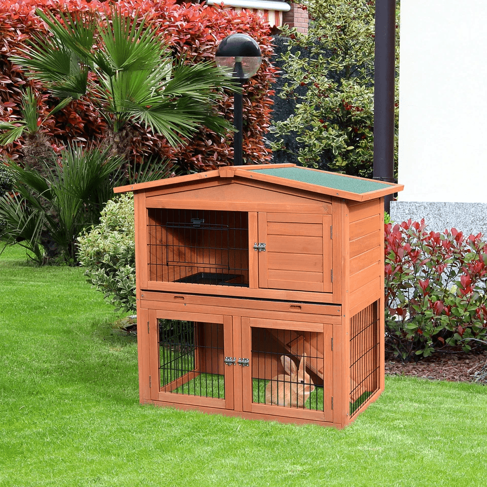 New A Frame Wood Rabbit Hutch Chicken Coop Small Animal Cage Outdoor Bunny House