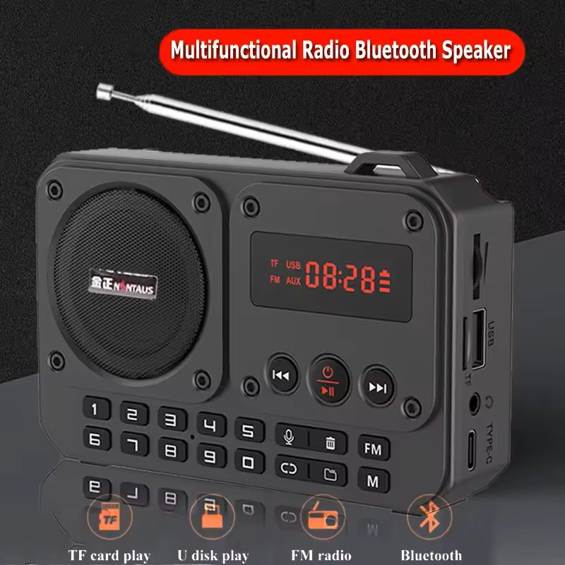 Mini FM Radio with Bluetooth Speaker and LED Display