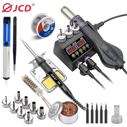 High-Power 2-in-1 Soldering Station with Hot Air Gun and Adjustable Temperature