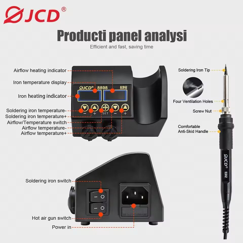 HighPower 2in1 Soldering Station With Hot Air Gun And Adjustable Temperature 4