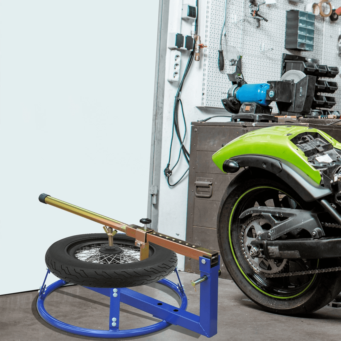 Diameter Portable Motorcycle Tire Changing Stand with Adjustable Height, Heavy-Duty Motorbike Wheel Changer
