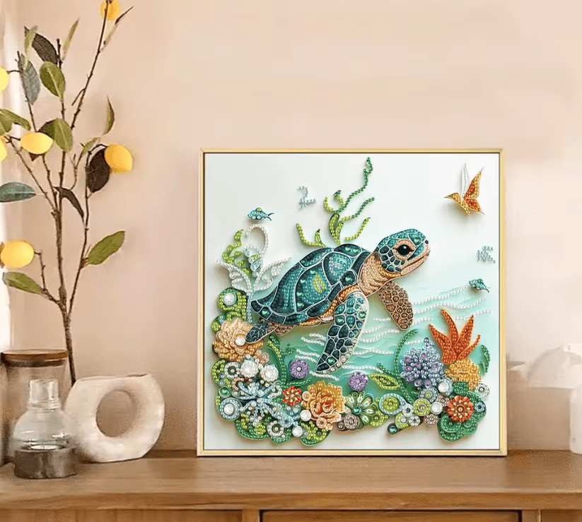 Turtle And Flower 5D Diamond Art Kit  DIY Special Shape Painting For Beginners 1