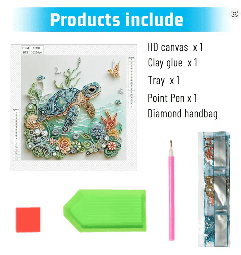 Turtle And Flower 5D Diamond Art Kit  DIY Special Shape Painting For Beginners 3