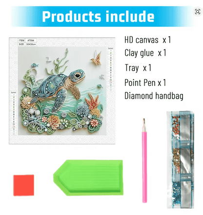 Turtle And Flower 5D Diamond Art Kit  DIY Special Shape Painting For Beginners 3