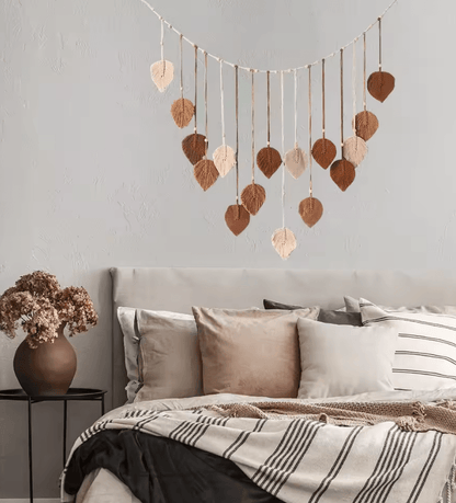 Boho Macrame Leaf Wall Hanging  Feather Tapestry Home Decor For Bedroom Or Living Room 2