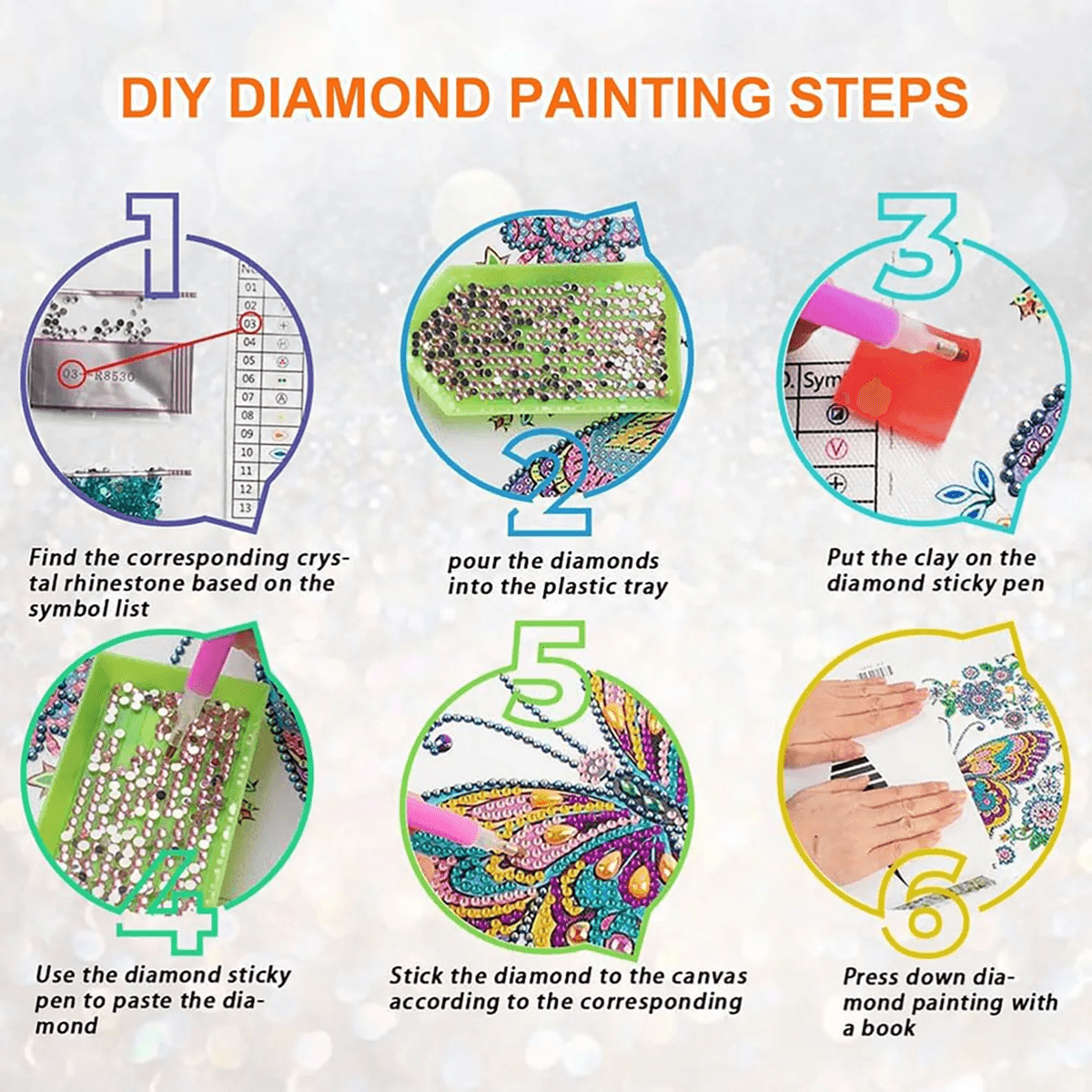 Animal Diamond Painting Kit  DIY Partial Drill Butterfly Rabbit And Cat Art For Adults And Kids 6
