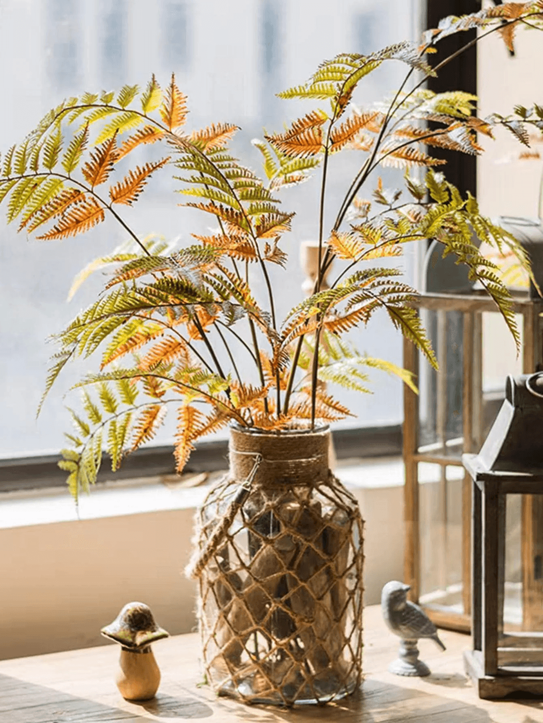 Boho Glass Vase With Woven Hemp Rope  Decorative Vase For Dried Flowers And Table Styling 1