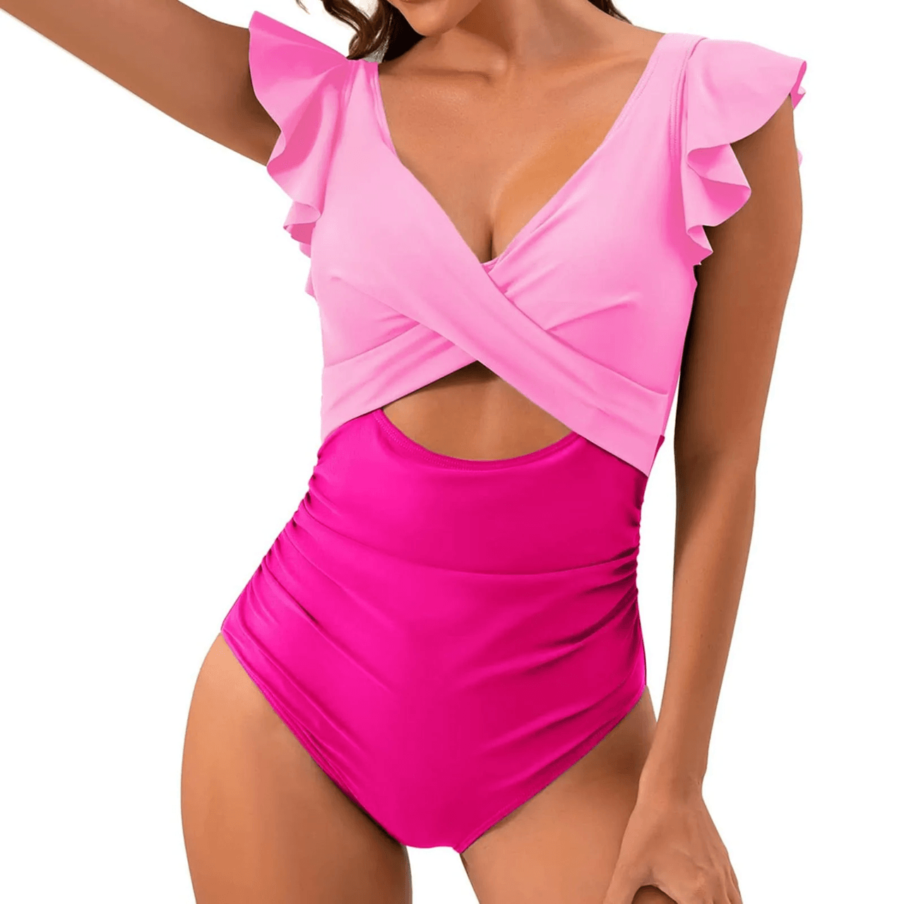 V Neck One Piece Swimsuit  Tummy Control Backless Bathing Suit For Women 3