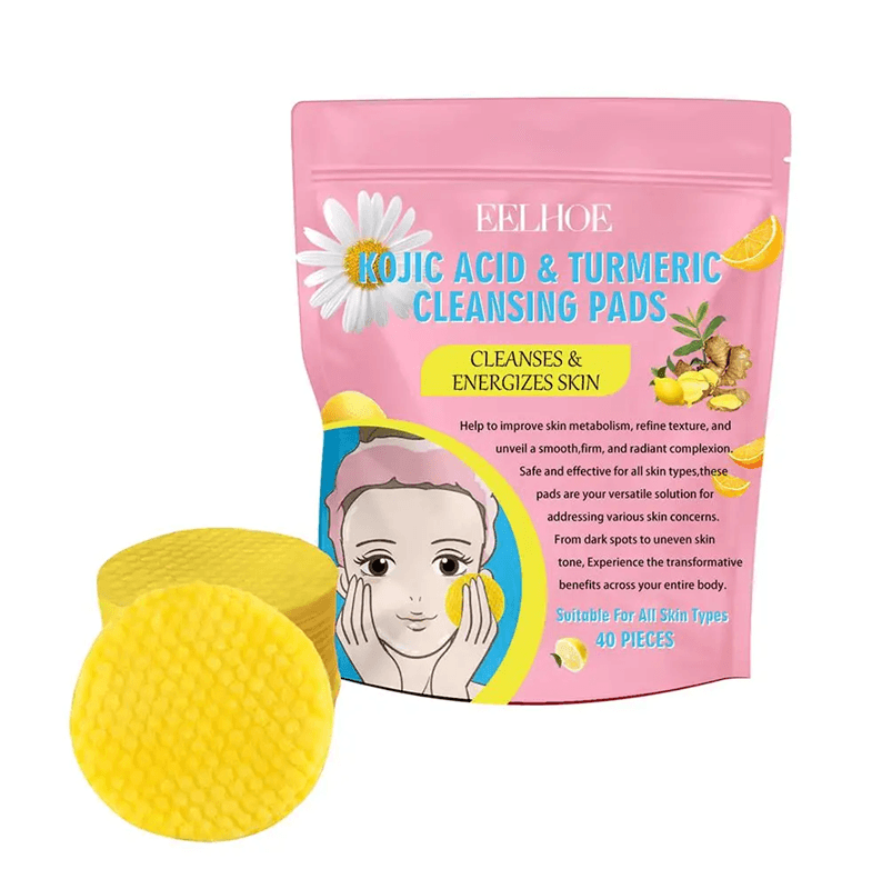 Turmeric Kojic Acid Cleansing Pads  Exfoliating Facial Wipes For Bright Clear Skin 1