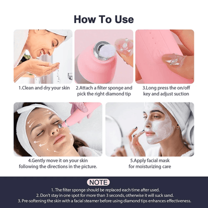 Portable Diamond Microdermabrasion Device  Exfoliating Vacuum Blackhead Remover For Deep Facial Cle 3