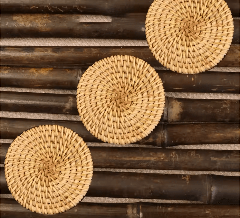 Handwoven Rattan Drink Coasters  Heat Resistant Round Table Mats For Cups Mugs And Tea Accessories 5