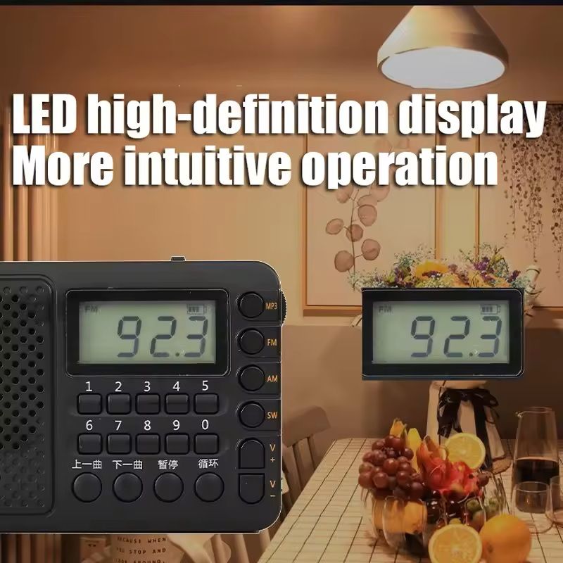 Full Band Portable Radio With Rechargeable Battery And USB TF Music Player 2
