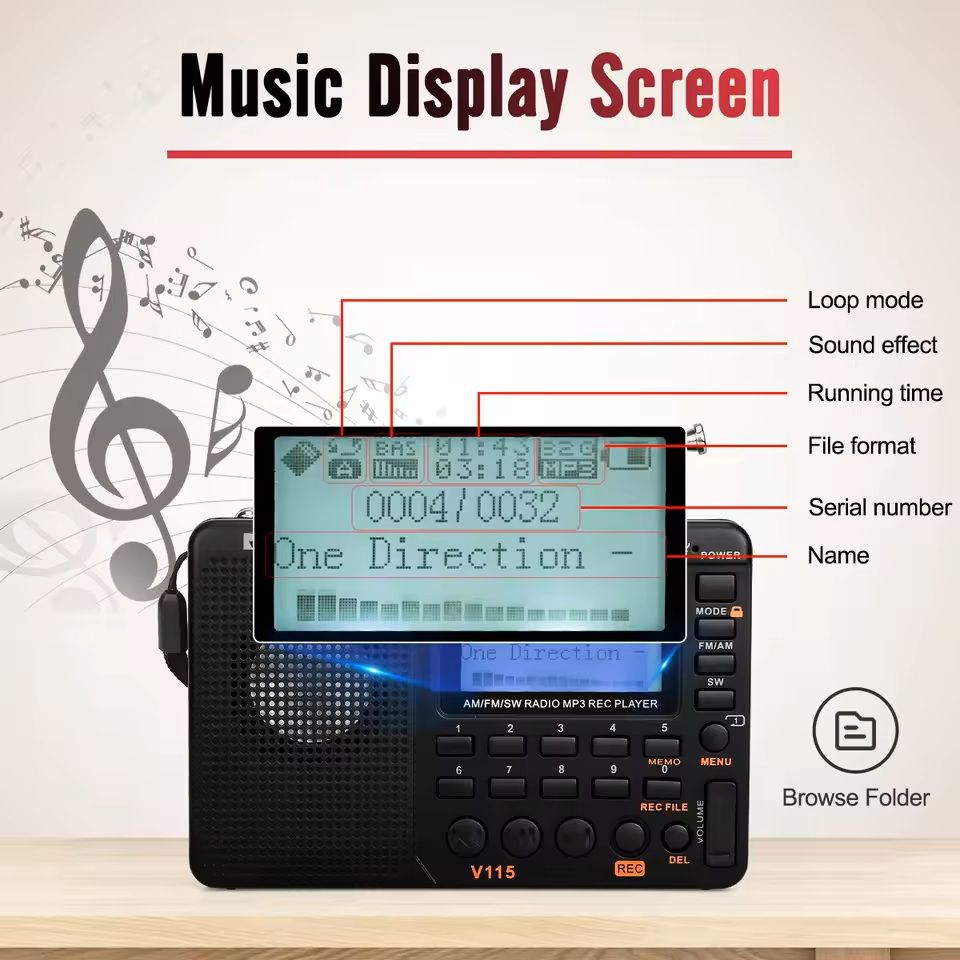 Portable MultiBand Rechargeable Radio With USB Recorder 1