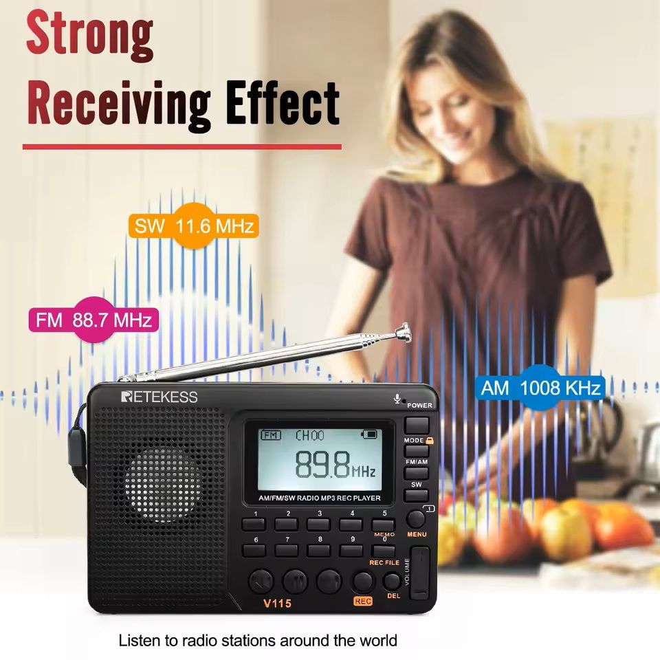 Portable Multi-Band Rechargeable Radio with USB Recorder