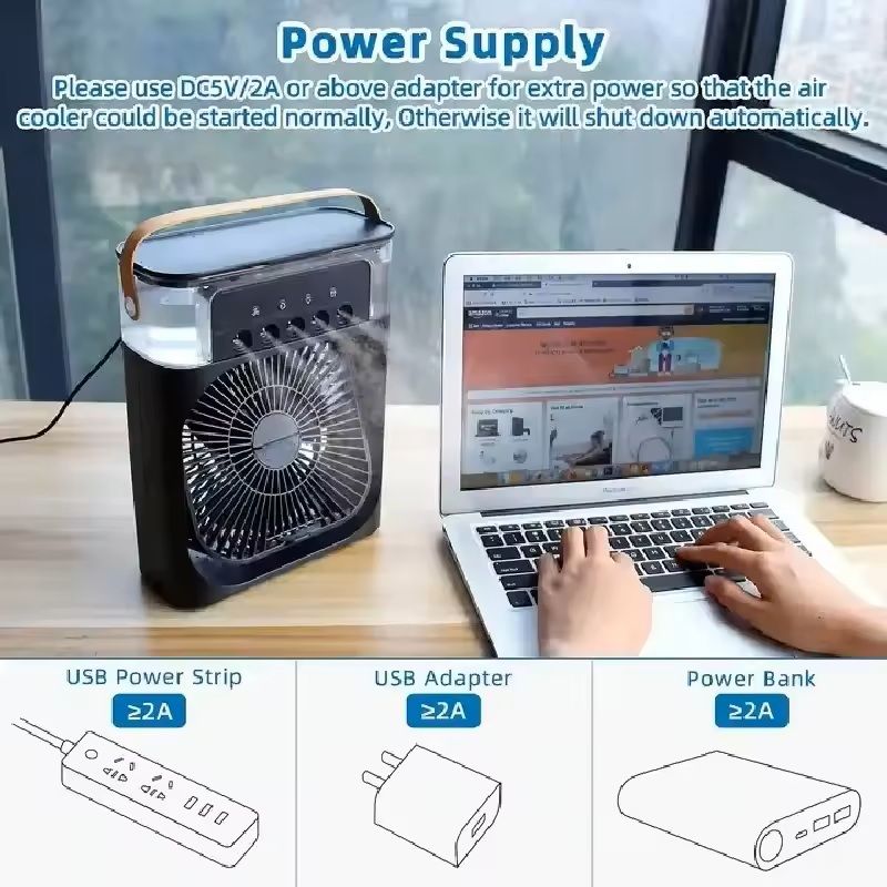3in1 Portable Air Cooler Fan With Humidifier And Night Light 3