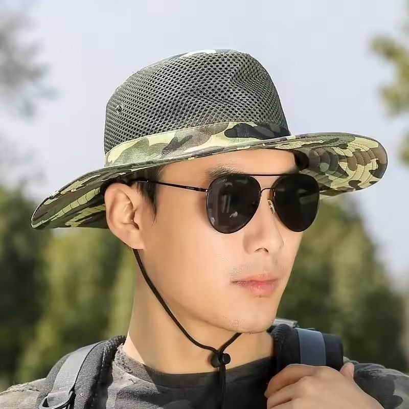 Breathable Outdoor Bucket Hat With Mesh For Sun Protection 3