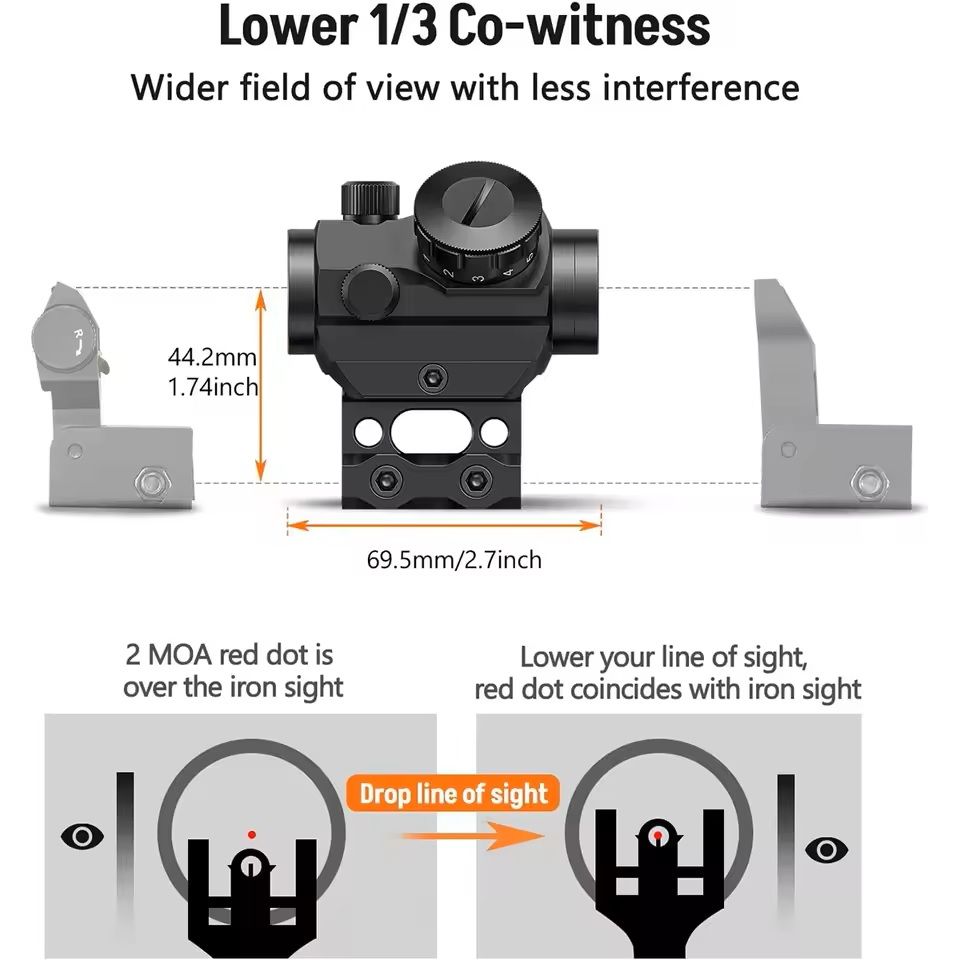 1x25mm Red Dot Reflex Sight With Riser Mount For Tactical Accuracy 6