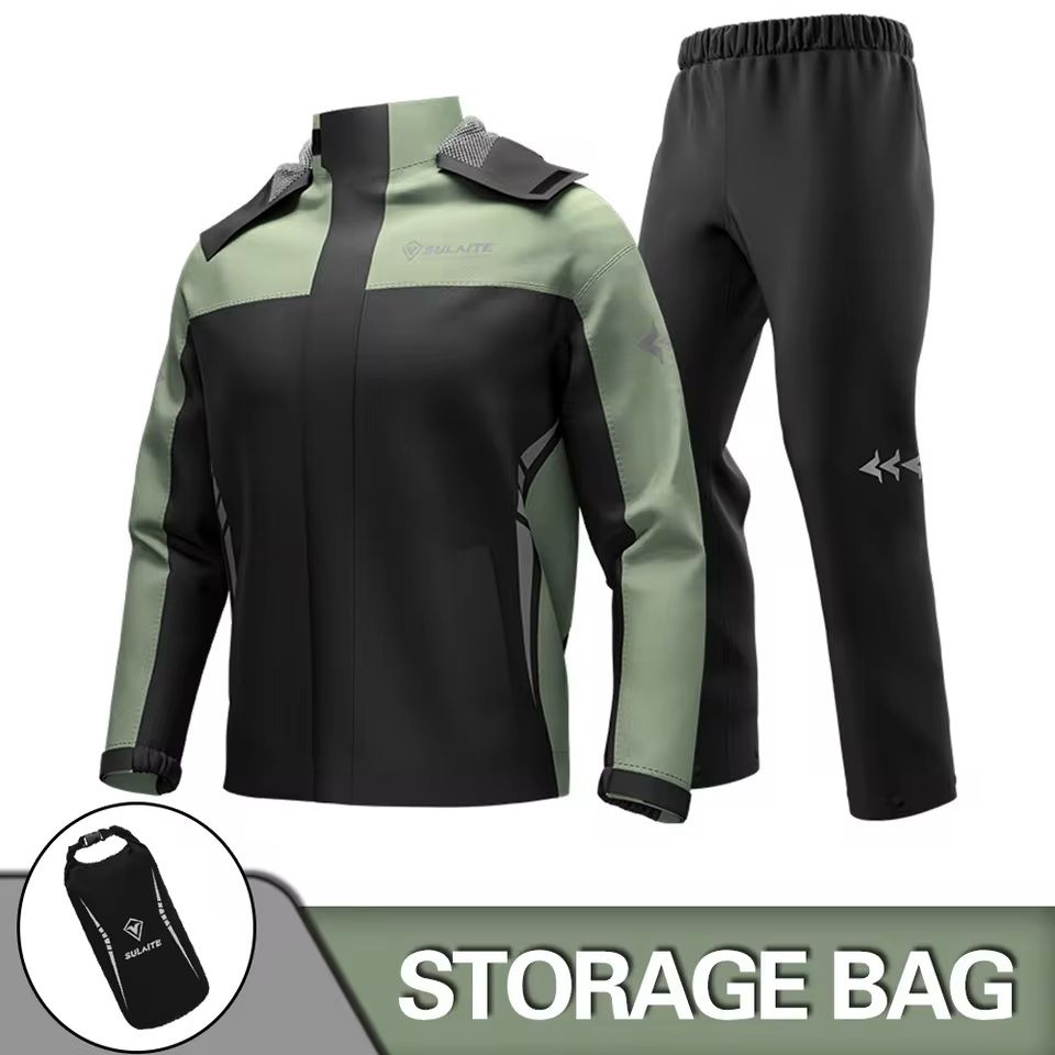 Motorcycle Rain Suit with Waterproof Jacket and Pants for Outdoor Riding