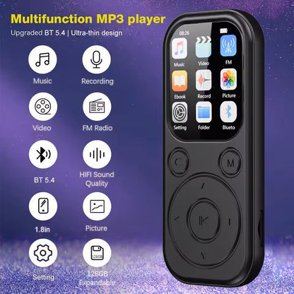 Slim Bluetooth MP3 Music Player with FM Radio and eBook Support
