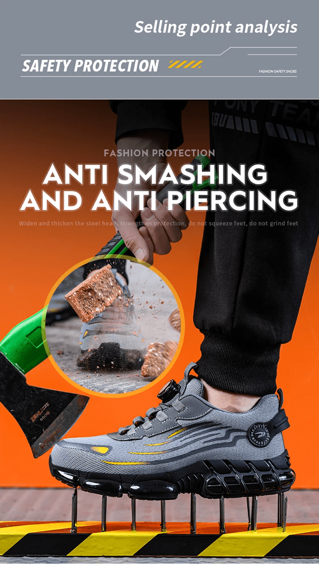 Mens Rotating Button Safety Shoes With Anti Smash And Anti Puncture Protection 4