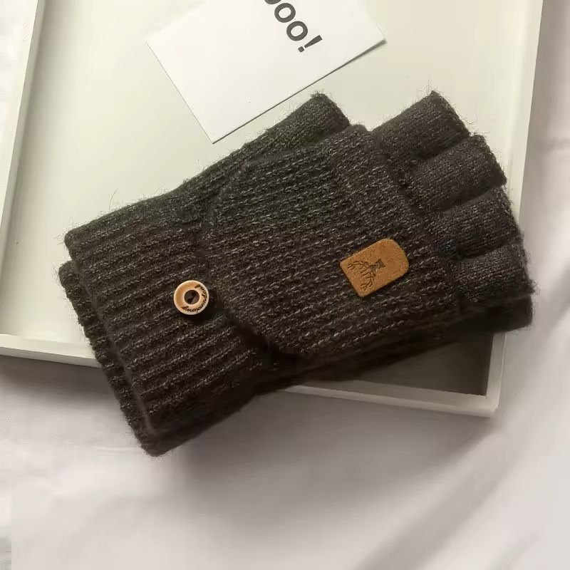 Knitted Fingerless Winter Gloves With Touch Screen Function 6