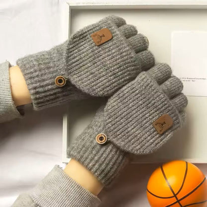 Knitted Fingerless Winter Gloves With Touch Screen Function 2