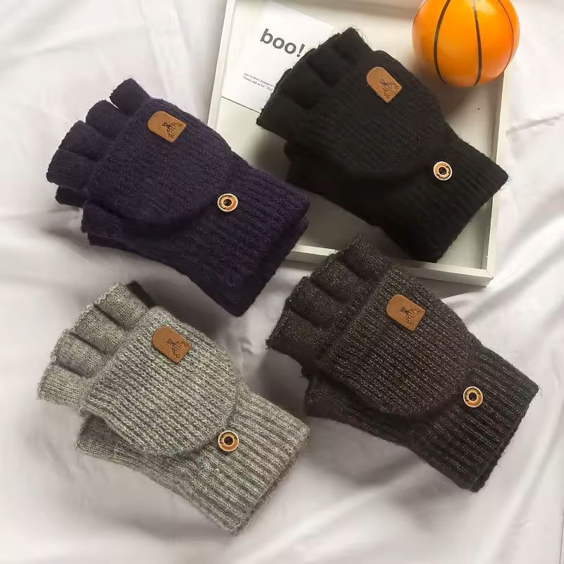 Knitted Fingerless Winter Gloves With Touch Screen Function 3