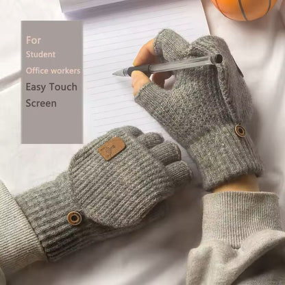 Knitted Fingerless Winter Gloves With Touch Screen Function 1