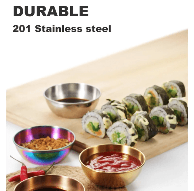 Stainless Steel Gold Sauce Dish Set for Appetizers and Seasoning