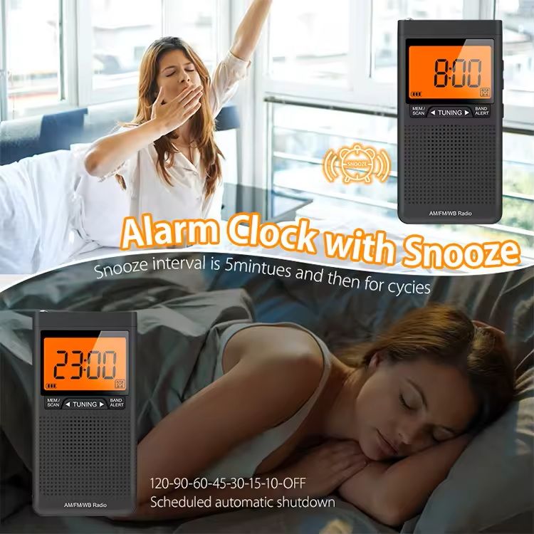 Portable Emergency Weather Radio With FM AM NOAA Alerts And Alarm Clock 5