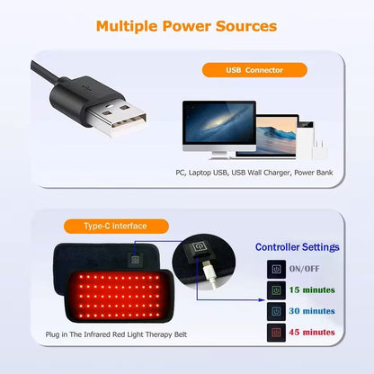 Red And Infrared Light Therapy Belt With 60 LEDs For Slimming And Pain Relief 3