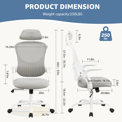 JHK Ergonomic Mesh Office Chair With Adjustable Headrest And Lumbar Support 3