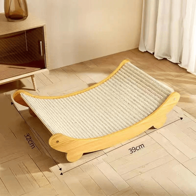 2 In 1 Wooden Cat Scratcher Bed Cozy Lounge And Scratch Pad For Indoor Cats 2