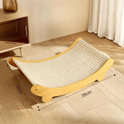 2 In 1 Wooden Cat Scratcher Bed Cozy Lounge And Scratch Pad For Indoor Cats 2