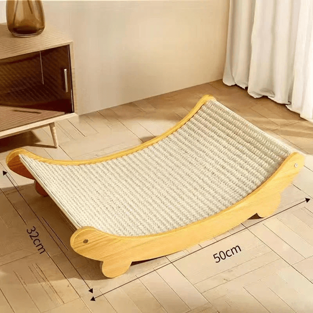 2 In 1 Wooden Cat Scratcher Bed Cozy Lounge And Scratch Pad For Indoor Cats 3