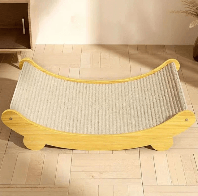 2 in 1 Wooden Cat Scratcher Bed Cozy Lounge and Scratch Pad for Indoor Cats