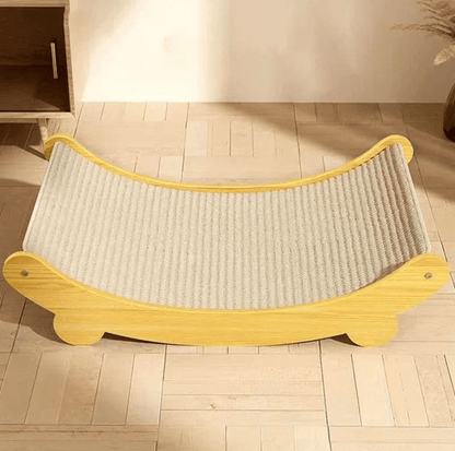 2 in 1 Wooden Cat Scratcher Bed Cozy Lounge and Scratch Pad for Indoor Cats