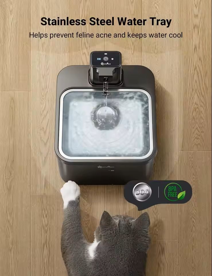 Automatic Stainless Steel Pet Water Fountain With Wireless Sensor And Battery 2