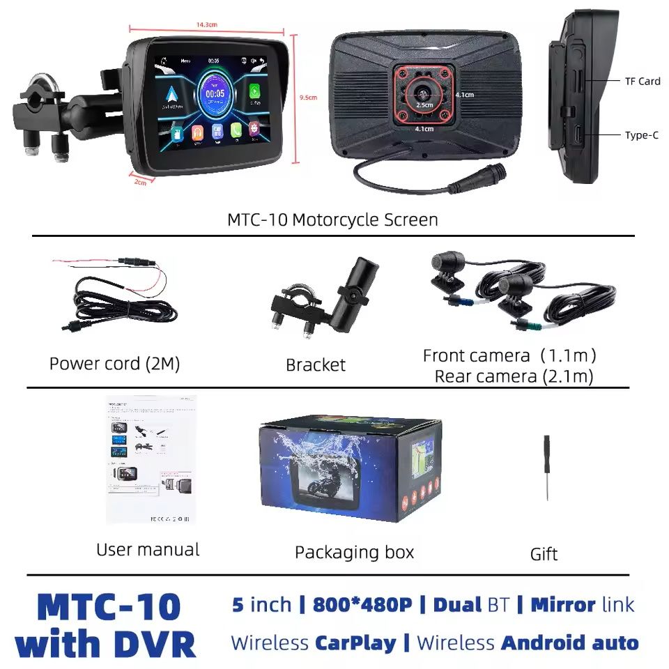 5 Inch Wireless CarPlay And Android Auto GPS Display For Motorcycles 7